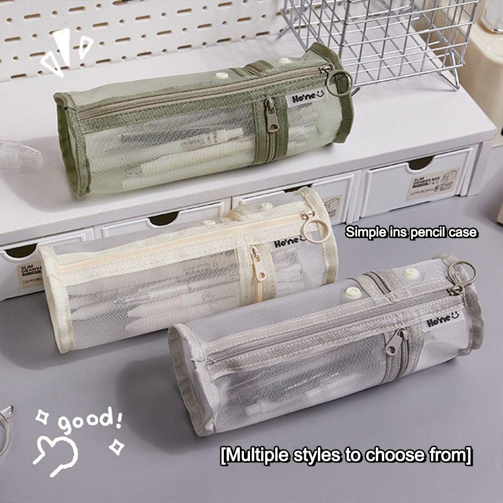 Large Capacity Stationery Bag Mesh Pencil Case Creative Pen Bag Gift