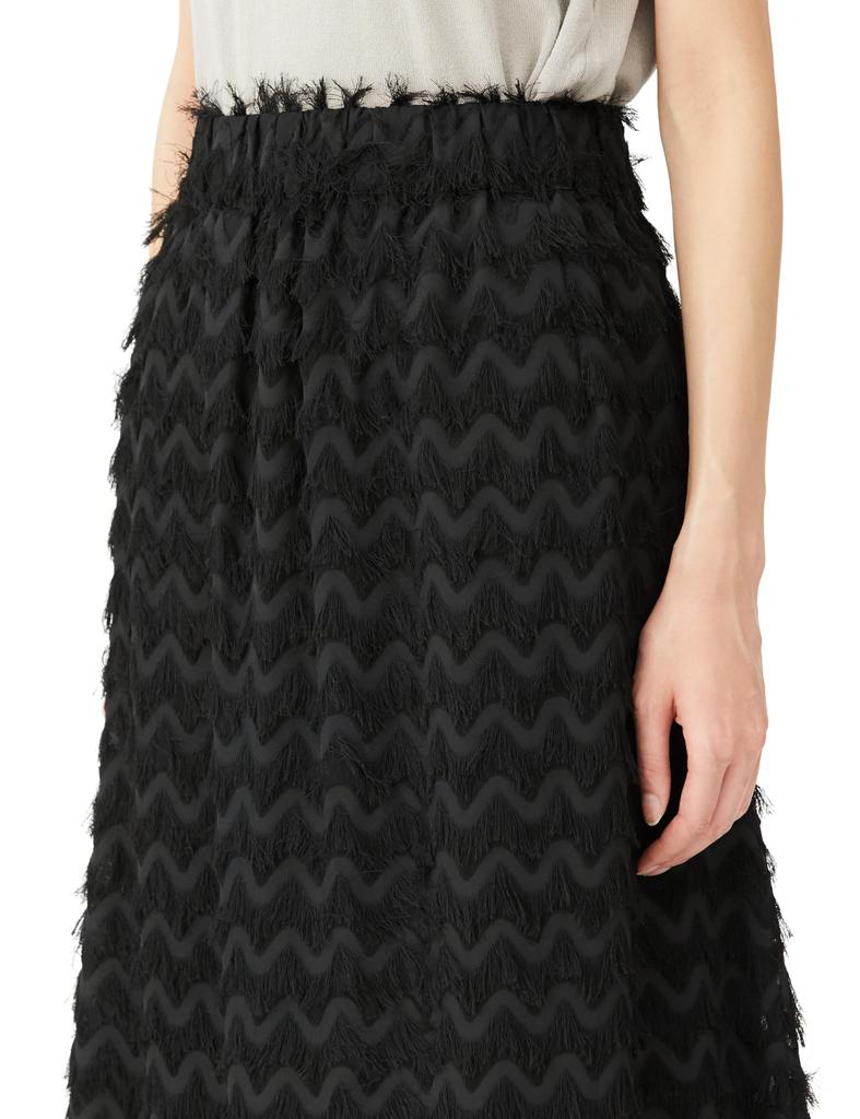 N Natural Beauty Fringe Cut Jacquard Basic Women's Skirt, Black, 166-3220100 [Used]