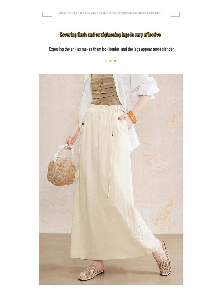 Elastic Waist Drape Slim Fit Midi Skirt - 2026 Spring/Summer Collection