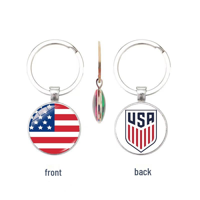 World Cup Top 32 National Flags & Team Emblems Double-sided Keychain