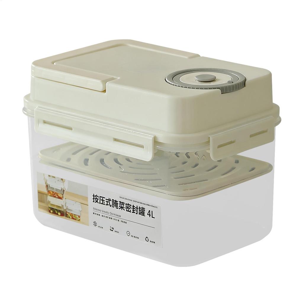 Kimchi-Einmachglas 4L Press-Typ Luftdichtes Fermentationsglas Koreanischer Stil Einmach-Aufbewahrungsbox für Kühlschrank Heimküche