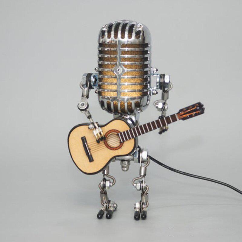 Retro Metal Microphone Robot Lamp