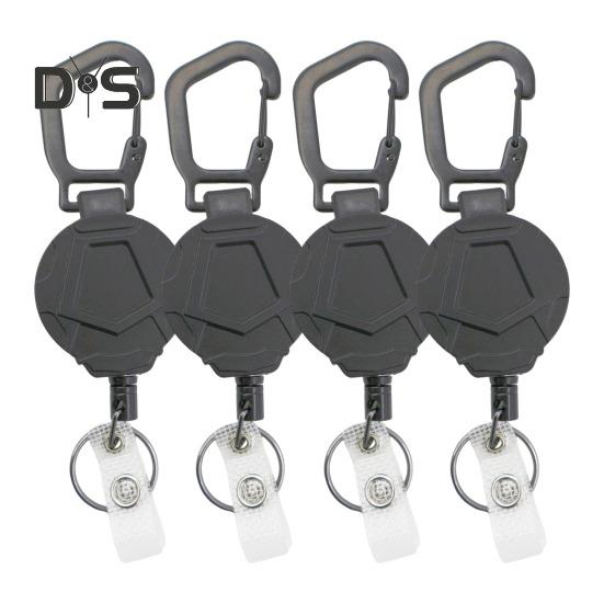 

4 шт. выдвижной брелок с пружинным механизмом держатель для бейджа прочная легко вытягиваемая пряжка карабин стальной шнур катушка для ключей 4pcs