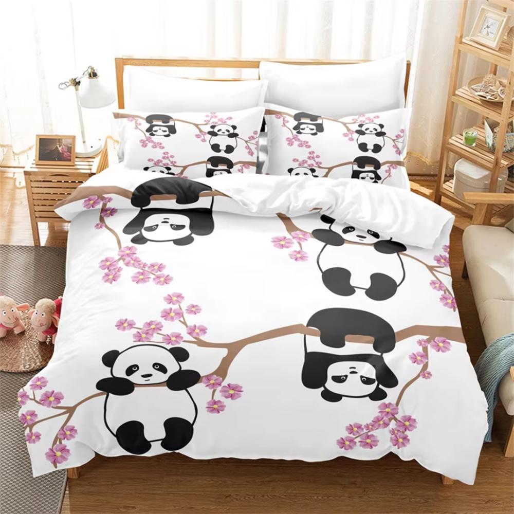 

Мультяшный 3D Постельный Комплект Панда Наборы Пододеяльников Одеяло Постельное Белье Полуторный Двуспальный Кинг Односпальный Размер Декор Комнаты Детский Взрослый Милый Каваий EU Single 135x200cm