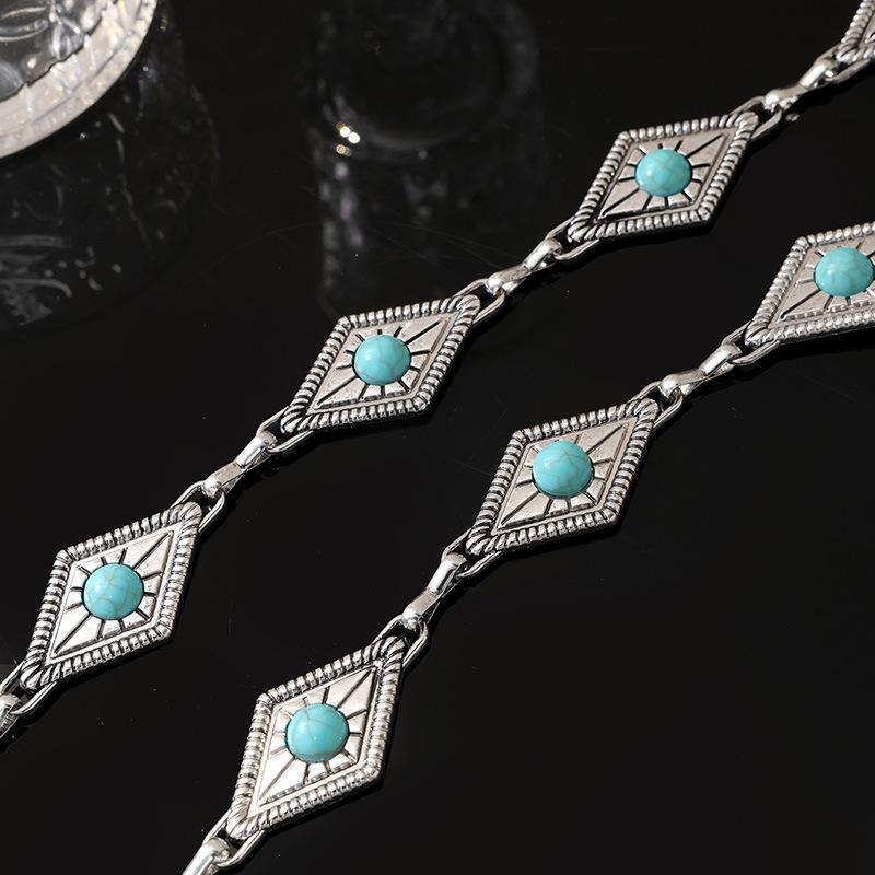 New Retro Turquoise Bohemian Metal Waist Chain for Women, Elegant, Exquisite and Fashionable Waist Chain Belt