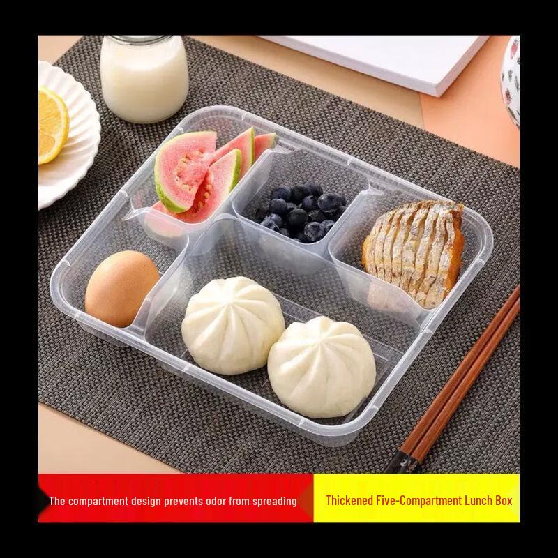 Disposable 5-Compartment Lunch Boxes with Lids