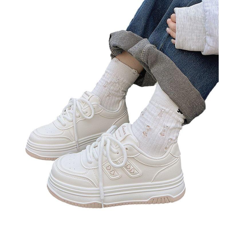 Autumn women's shoes little white shoes new thick-soled heightening with wide-leg pants shoes versatile sports shoes