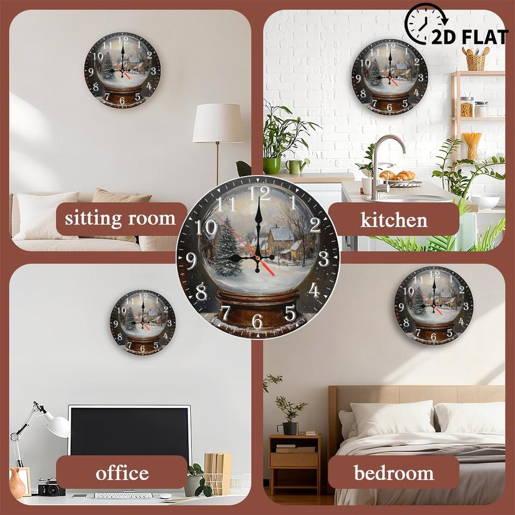 25cm Round Wood Wall Clock with Magnetic Chalkboard Center