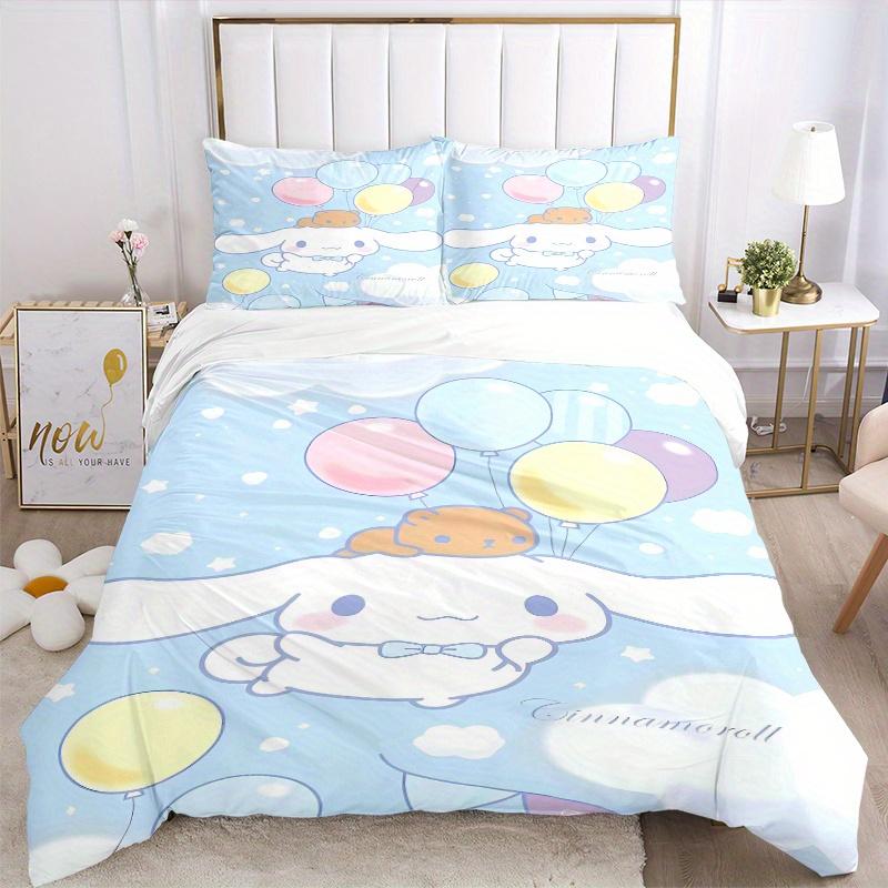 3pcs Colorful balloons CINNAMOROLL Bedding Set - Includes 1 Quilt Cover and 2 Pillowcases, Comfortable Bedding with Stylish Design for Bedro
