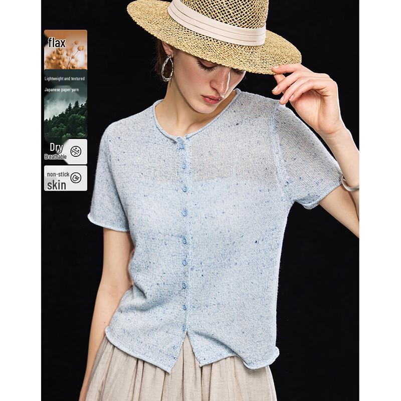 Wudao Natural Washi & Linen Blend Breathable Knit T-shirt One Size
