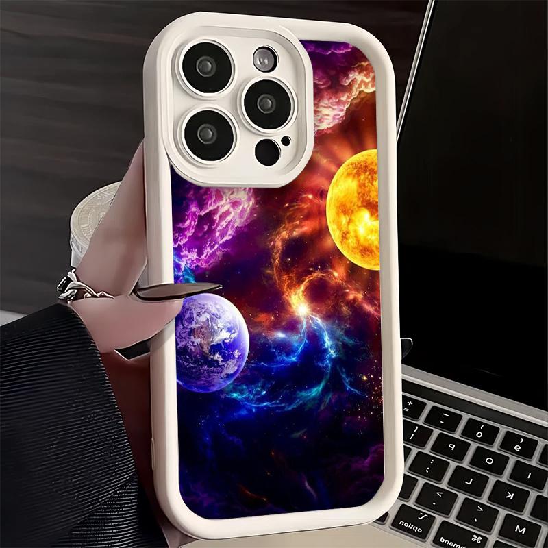 Phone Case for iPhone 17 Air 16E 15 16 Pro Max Earth Stars Space Universe Cover 14 Plus 13 12 Mini Soft Shell Silicone Fundas