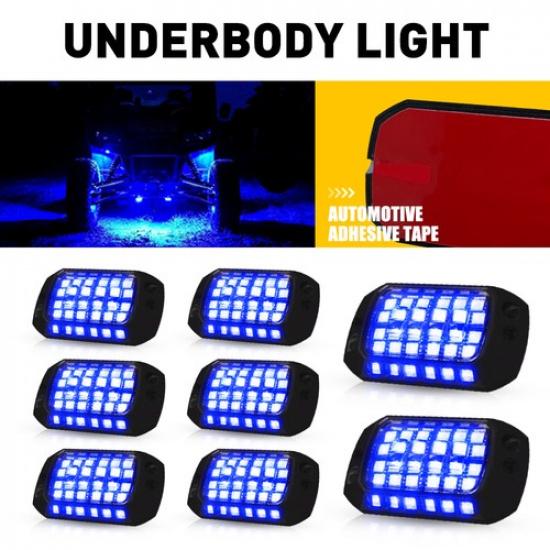 8-секционные светодиодные фонари Rock Blue для автомобилей, UTV, подсветка днища, неоновая подсветка для грузовиков Ford.
