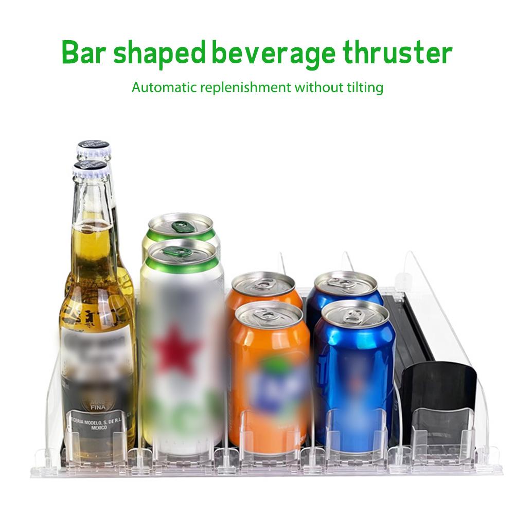 Refrigerator Drink Organizer Dispenser Auto Beer Pusher Holder Adjustable Width Soda Can Bottle Pusher for Kitchen Fridge Gadget