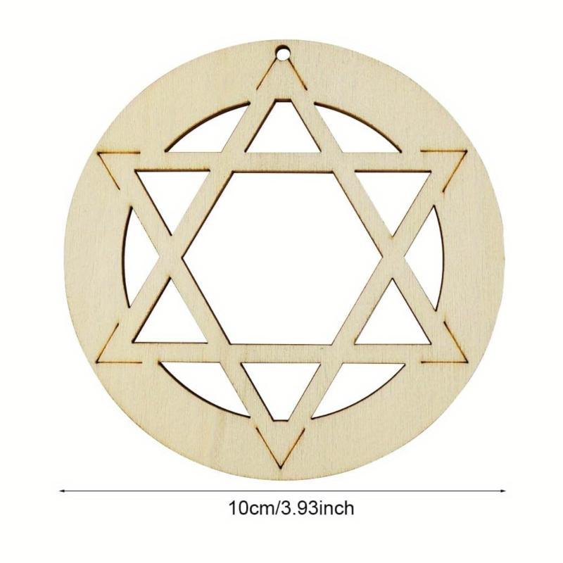 

Hand-carved five-pointed star wood chips to decorate the five-pointed star logo wooden ritual decoration retro art magic array