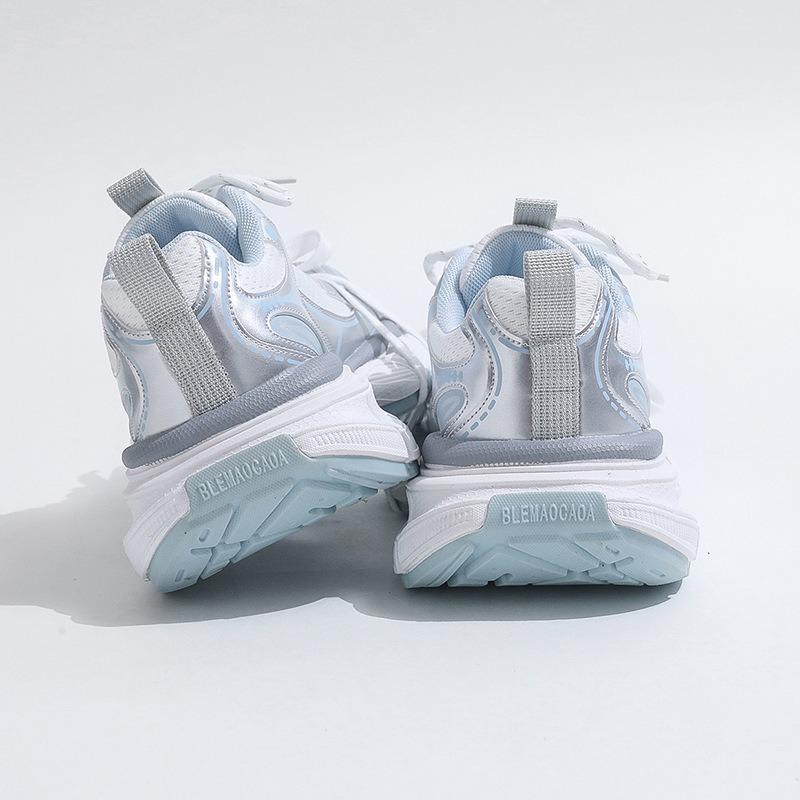 Leather Dad Shoes Women's Summer New Color Matching Thin Mesh Breathable Thick Sole Star Casual Sports Shoes Tide