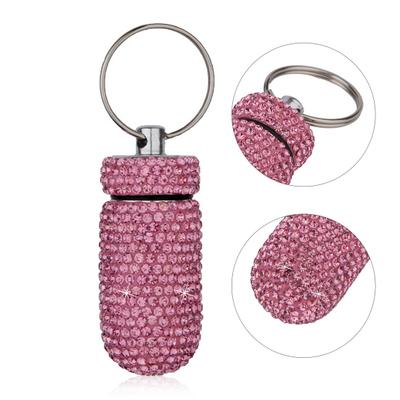 İlaç Düzenleyici Şişe Işıltılı İnsancıllaştırılmış İnce İşçilik Tamamı Rhinestone Alüminyum Alaşım Flakon Yürüyüş İçin
