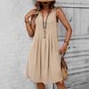 Spring Sleeveless Round Neck Casual Dress Women Summer Solid Fashion Cotton and Linen Loose Women's Dresses Elegant A Line Slim Vintage Dress 26471