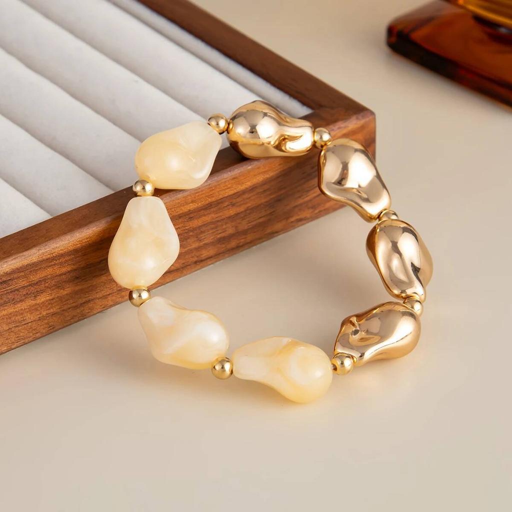Ingemark 8 Colors Y2K Bohemian Resin Beads Bracelet for Women Vintage Baroque Style Splicing  Acrylic Bangle Charm New Jewelry