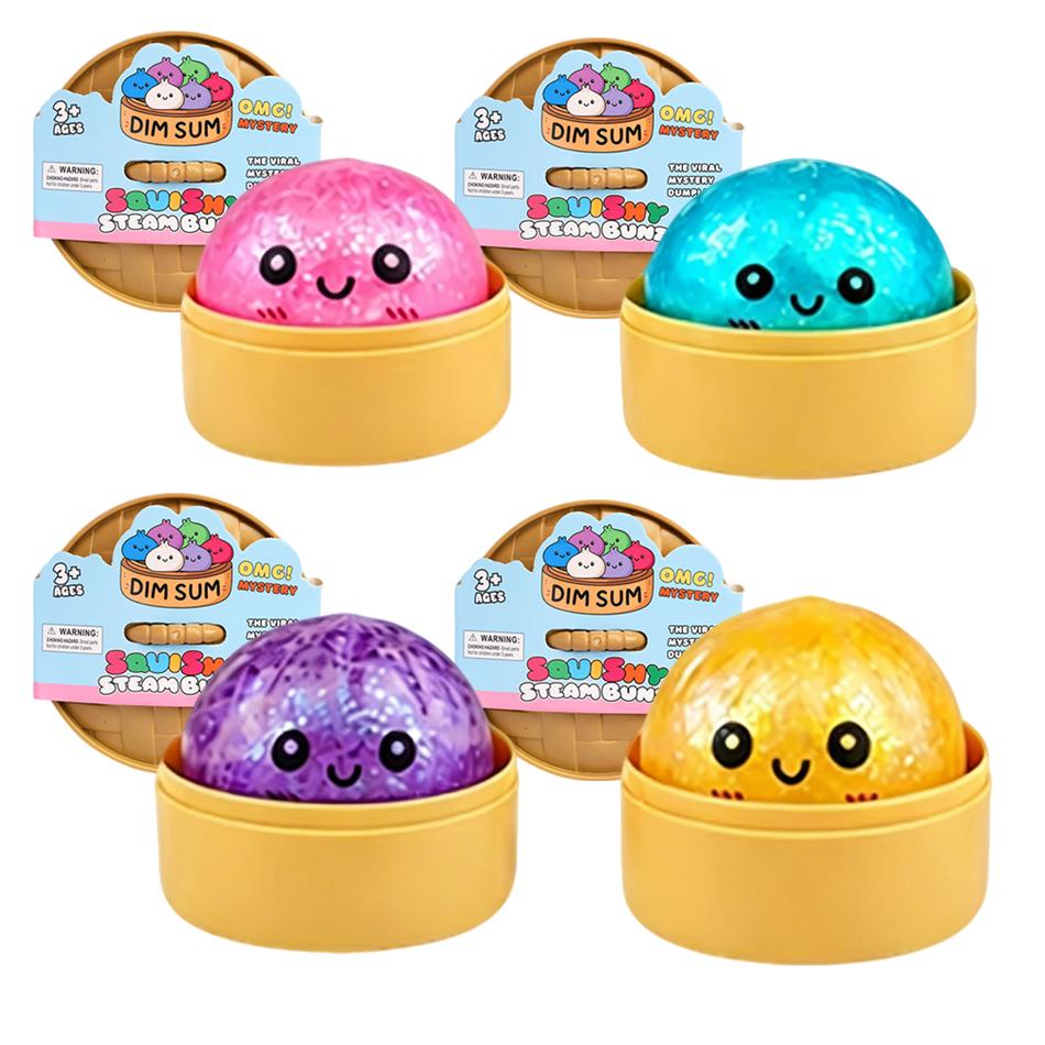 Blind Box Colorful 4 Styles Glitter Dumpling Glitter Dumpling Squishy With Box Dumplings Sensory Squeeze Toy For Stress Relief