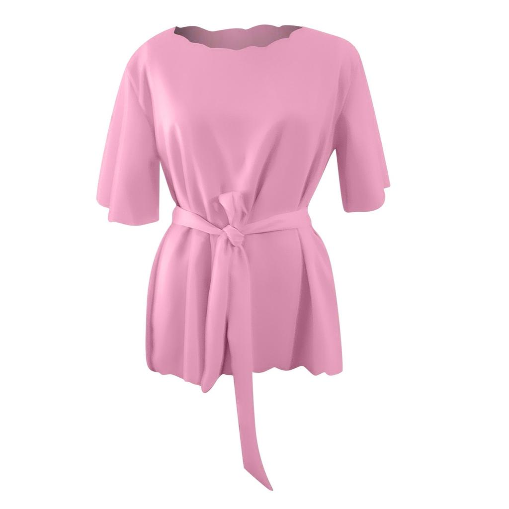 Koszula damska z kołnierzykiem w kształcie płatków i krawatem, do pracy, luźna, casualowa, top