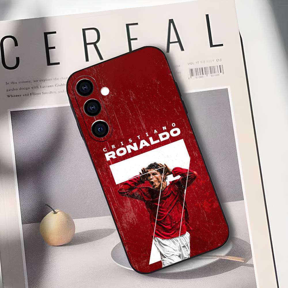 C-CR7 Football Ronaldo Phone Case For Samsung Galaxy A73,A72,A71,A70,A53,A52,A51,Soft Silicone Black Cover