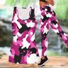 Ținută de Yoga cu Imprimeu Camuflaj pentru Femei Modă Colanți pentru Antrenament Fitness Sport Casual Set de Yoga Costum Sportiv