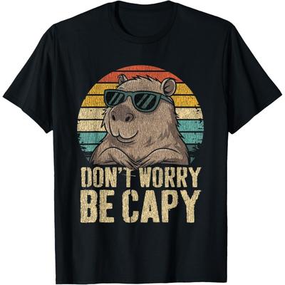 Dont Worry Be Capy Capybara Retro Men Women Boys Kids Youth T-Shirt
