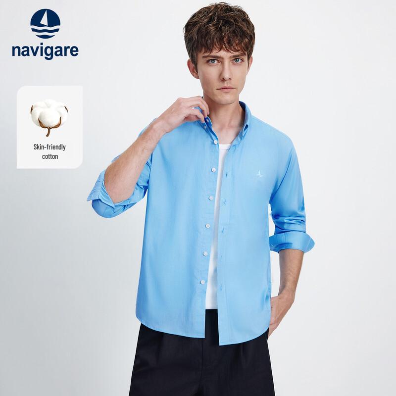 Navigare Men's Solid Long Sleeve Shirt
