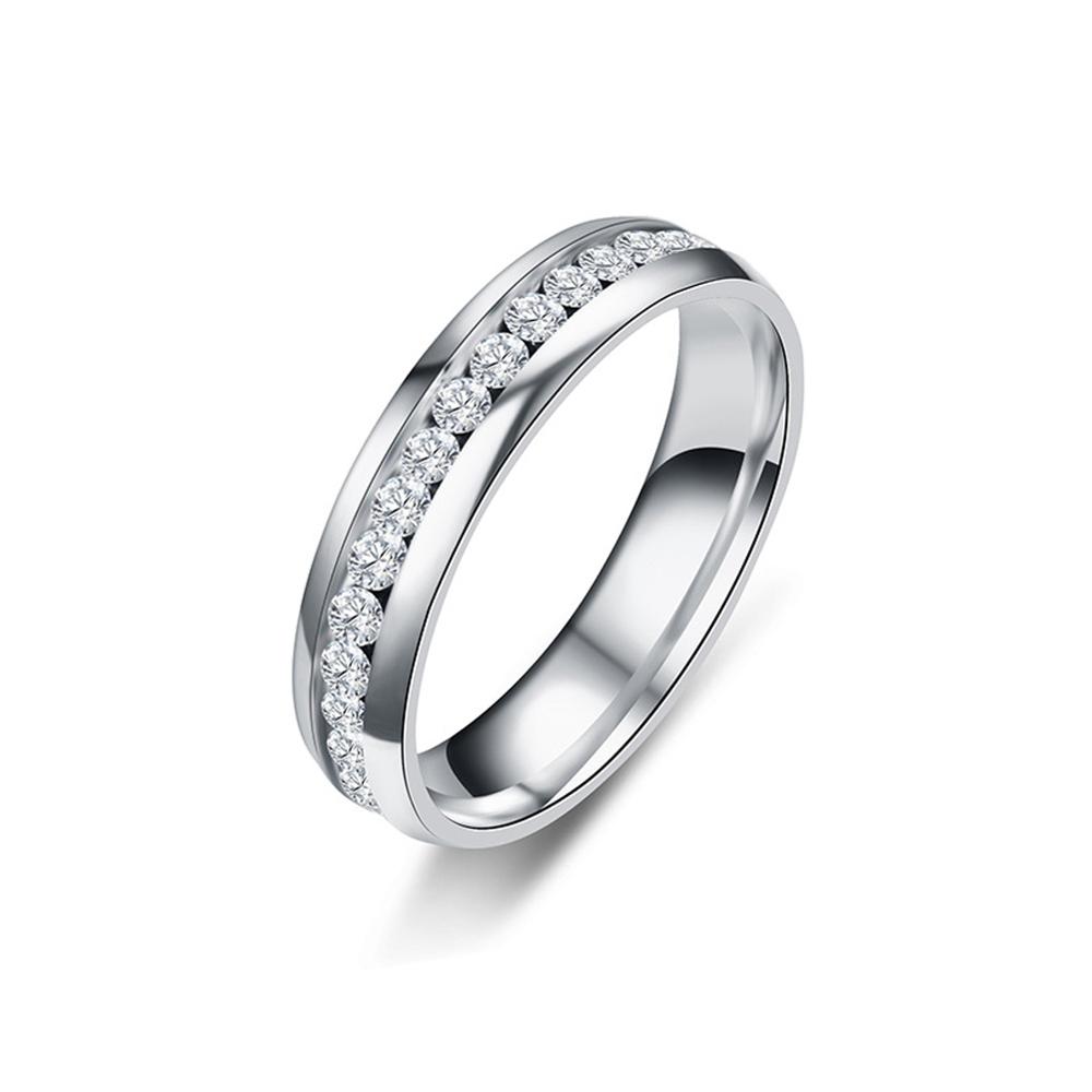 Size US6-13 Gold Silver Plated Black Color Stainless Steel Zircon Couple Ring Women s Ring Men s Ring male female jewelry 6 серебряный