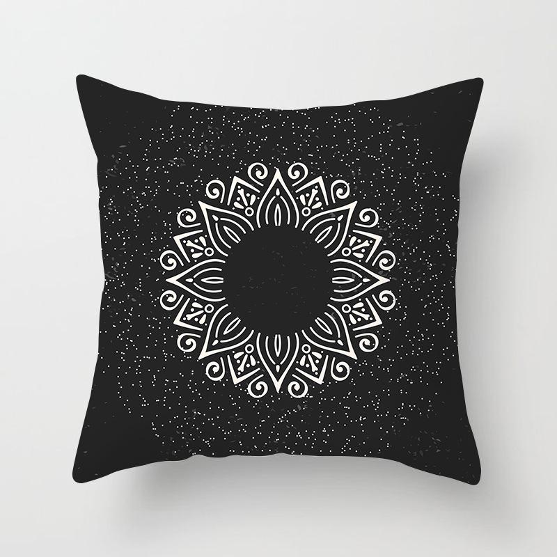 Black and White Ethnic Style Elephant Print Car Cushion Cover Sofa Pillow Cover Homewares