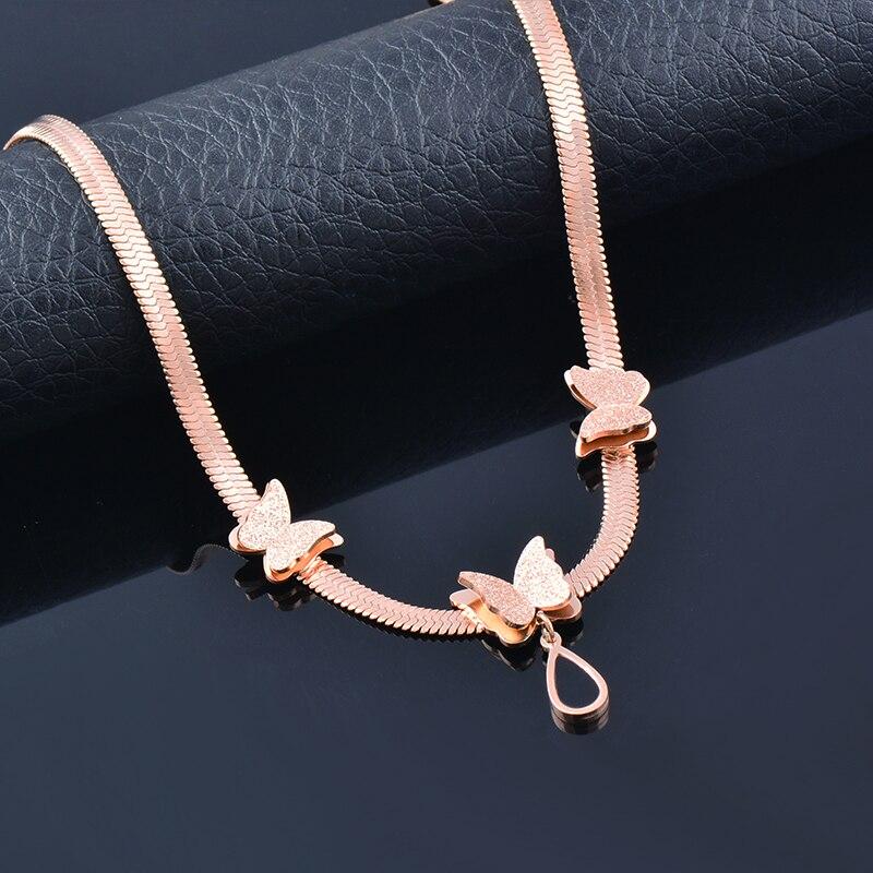 Stainless Steel Black White Hollow CZ Star Rose Gold Silver Color Necklace for Women Jewelry  New Arrival 334 KO2