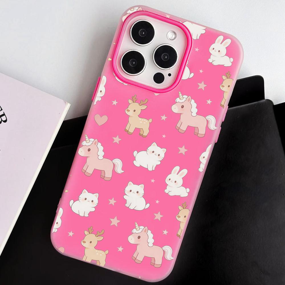 Animes Puppy Kitten Jelly Double Layer Rose Red Mobile Phone Case for iPhone 17 16 15 14 13 12 11 Air Pro Max Plus Protective