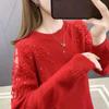 Sweater Women 2025 New Fashion Short Embroidered Pullover Lace Knitwear Thin Loose Openwork Trending Sweater Autumn and Winter