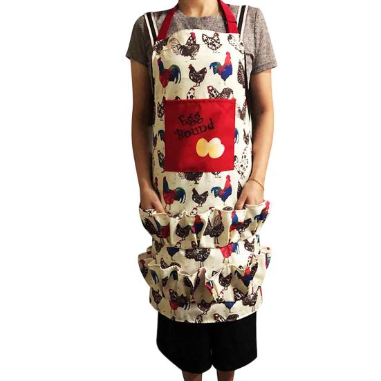 Canvas Apron with Multi-Pockets Egg Gathering Apron for Farm Home Adjustable