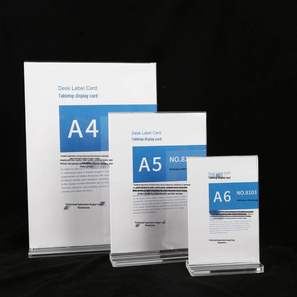 Double-Sided Acrylic Table Card Stand - T-Shaped Transparent 3D Display for Menus and Price Lists