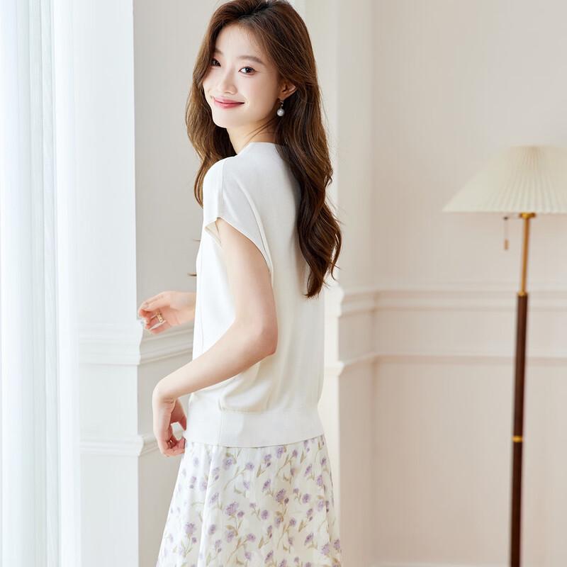 Srcr Women's 100% Mulberry Silk Short Sleeve T-Shirt