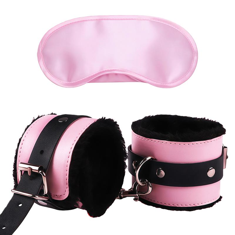 Goods For Adults Set Sexy Leather Plush Handcuffs Blindfold Spanking Soft Whips Tying Cotton Rope Couple Games Bondage Equipment