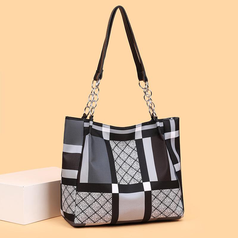 Bag large capacity new handbag large capacity shoulder bag fashion versatile tote bag contrasting color plaid mother bag чёрный