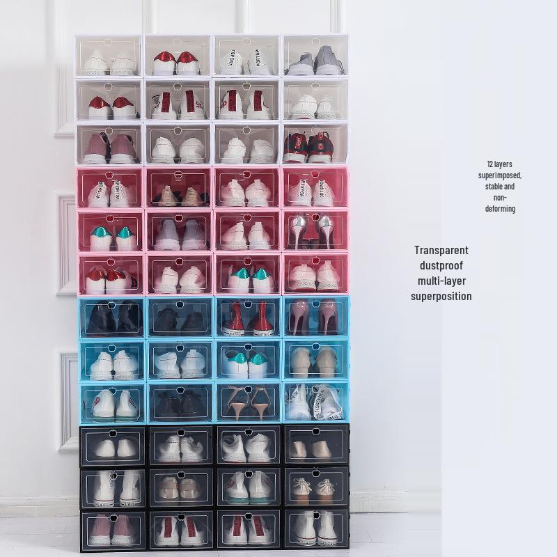 Transparent Foldable Plastic Shoe Storage Box for Men's Shoes – Colorful Home Organization Solution
