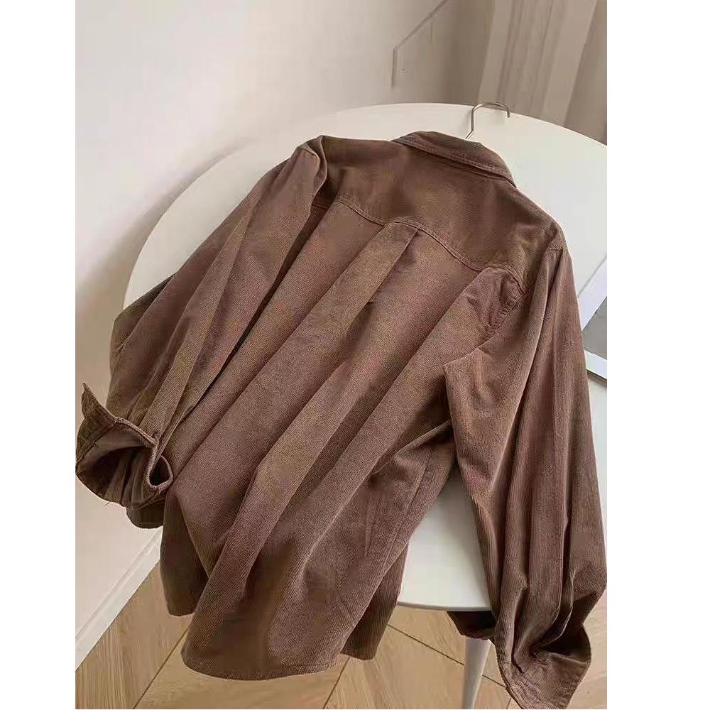 Retro Purple Corduroy Long-Sleeve Women's Shirt Jacket for Fall/Winter 2025