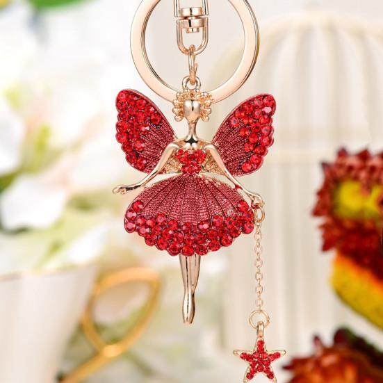 Flower Fairy Keychain Rhinestone Butterfly Wings Fairy Charm Cute Sparkly Keychain Bag Charm Gift for Women Girls