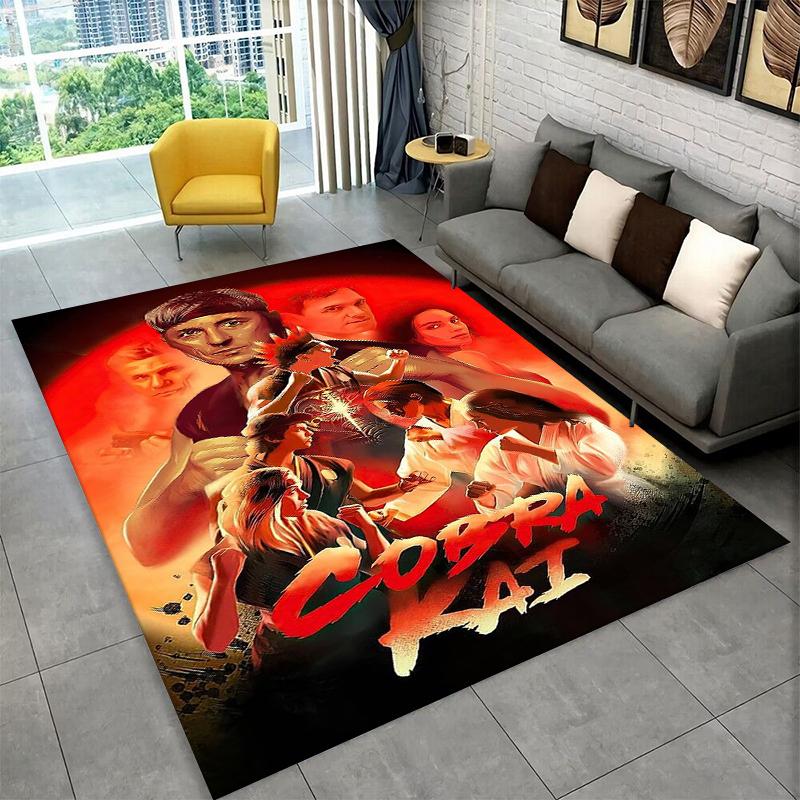 Tappeto Tappetino Cobra Kai TV Amanda Karate per Camera da Letto Soggiorno Divano Sala Giochi Zerbino Decorazioni per la Casa, Tappeto per Area Bambini Antiscivolo Regalo