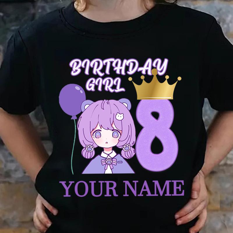 Custom Kids Birthday Number T Shirt Your Name Design Image Girl Party Clothes Short Sleeve Tees Personalized Tops Child Gift