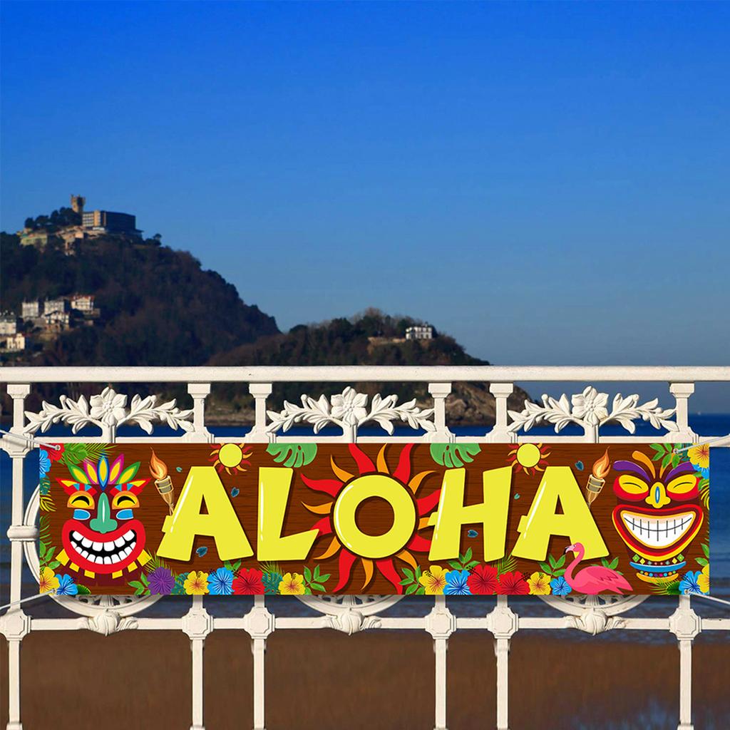 Hawaiian Party Decoration Banner Carnival for Beach Tropical Aloha Party Birthday Carnival Banner Backdrop for Hawaiian Luau