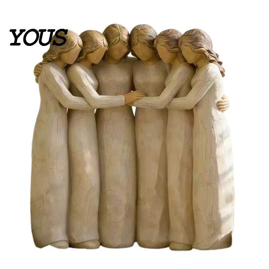 Sister Ornaments Four Women Friendship Figurine Decor, Sisterhood Statue Gift for Friends, Sisters Decorative Home and Moms, Faceless