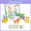 Wooden Lions Cows Elephants Animals Stacking Toy For Children Balance Play Educational Kids Gift
