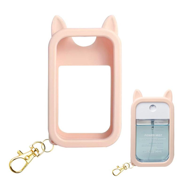 45Ml Silicone Hand Sanitizer Spray Protective Case Portable Keychain With Cute Colorful Ears, Portable And Stylish