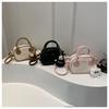 Fashion Stitching Texture Faux Leather Handbag, Trendy Women's Shoulder Crossbody Bag, Small Square Purse with Pendant