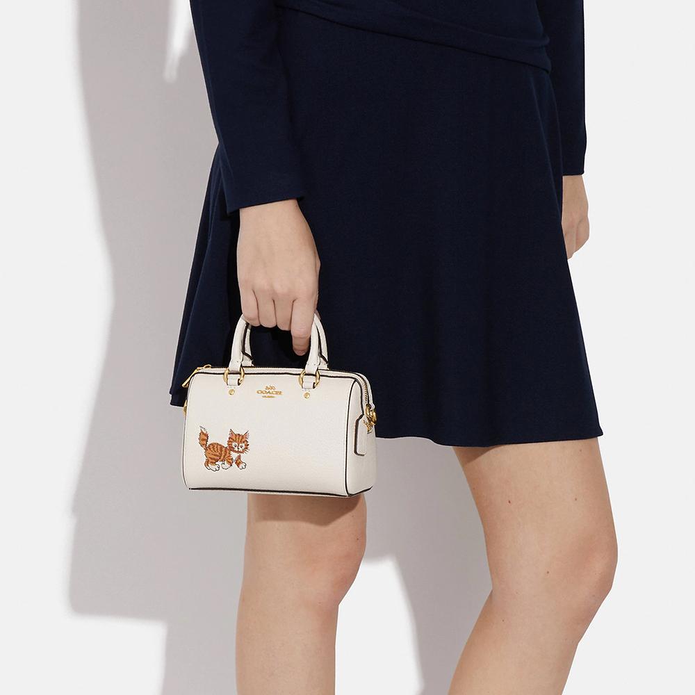 COACH Rowan Leather One Shoulder Handbag, Crossbody Bag Mini Women's Chalk White CD445-IMCAH