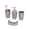 4-Piece Bamboo Bathroom Set: Liquid Soap Dispenser and Cup for Creative Hotel Washbasin